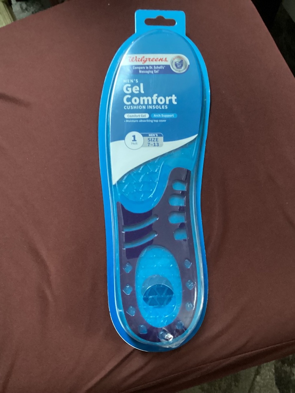 Walgreens Men's Gel Comfort Cushion Insoles New size 7-13